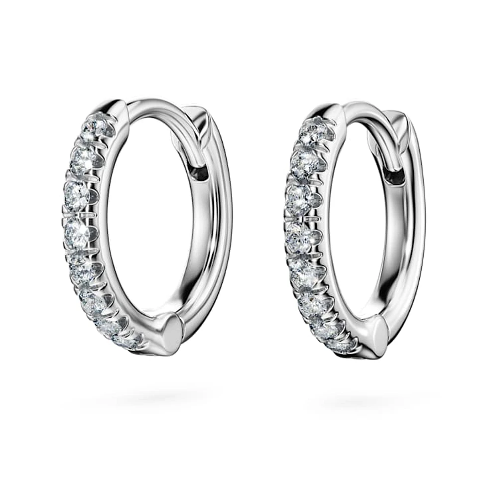 Eternity hoop earrings, Lab-grown diamonds 0.1 ct tw, Round cut, Small, 14K white gold by SWAROVSKI