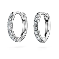 Eternity hoop earrings, Lab-grown diamonds 0.1 ct tw, Round cut, Small, 14K white gold by SWAROVSKI