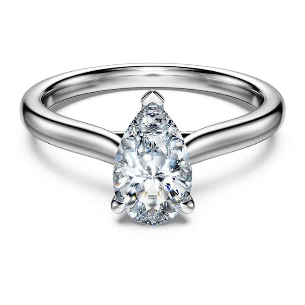 Eternity solitaire ring, Lab-grown diamonds 1 ct tw, Pear cut, 14K white gold by SWAROVSKI