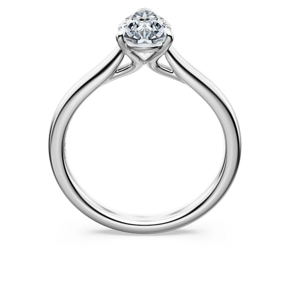 Eternity solitaire ring, Lab-grown diamonds 1 ct tw, Pear cut, 14K white gold by SWAROVSKI