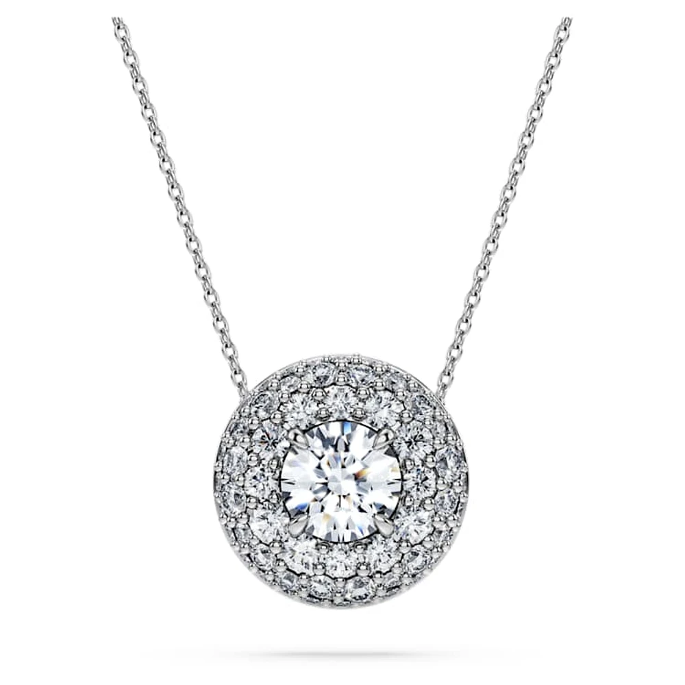 Eternity halo solitaire pendant, Lab-grown diamonds 2 ct tw, Round cut, 14K white gold by SWAROVSKI