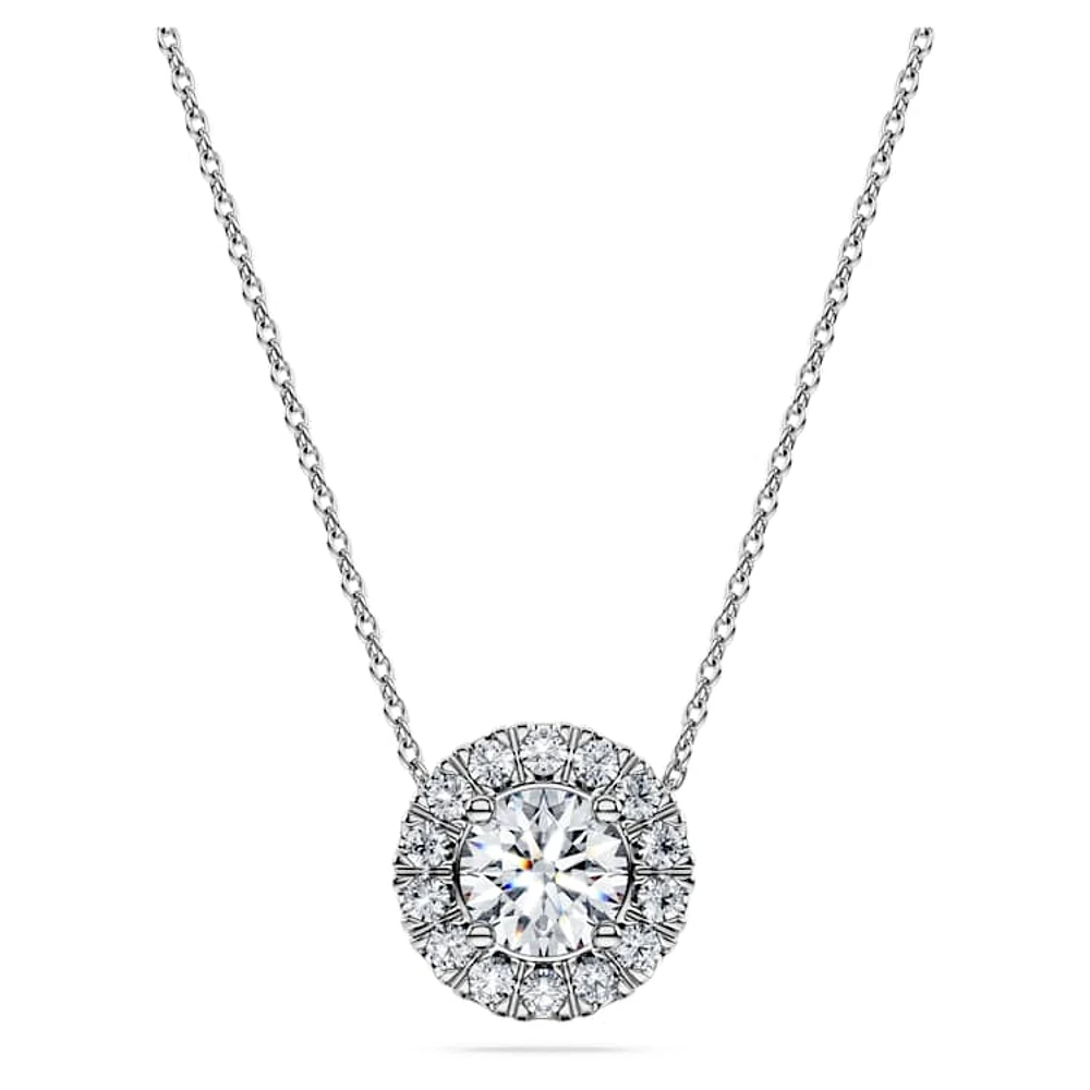 Eternity halo solitaire pendant, Lab-grown diamonds 1 ct tw, Round cut, 14K white gold by SWAROVSKI