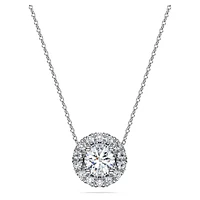 Eternity halo solitaire pendant, Lab-grown diamonds 1 ct tw, Round cut, 14K white gold by SWAROVSKI