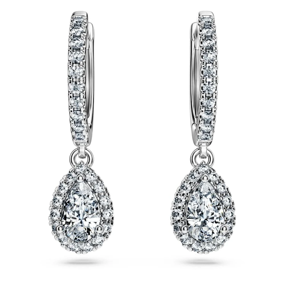 Eternity drop earrings, Lab-grown diamonds 1.25 ct tw, Mixed cuts, 14K white gold by SWAROVSKI