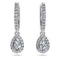 Eternity drop earrings, Lab-grown diamonds 1.25 ct tw, Mixed cuts, 14K white gold by SWAROVSKI