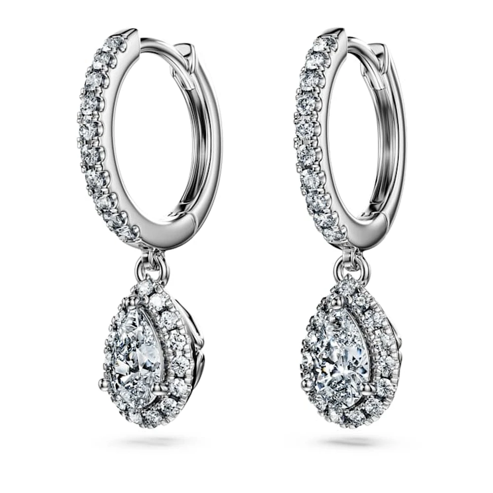 Eternity drop earrings, Lab-grown diamonds 1.25 ct tw, Mixed cuts, 14K white gold by SWAROVSKI