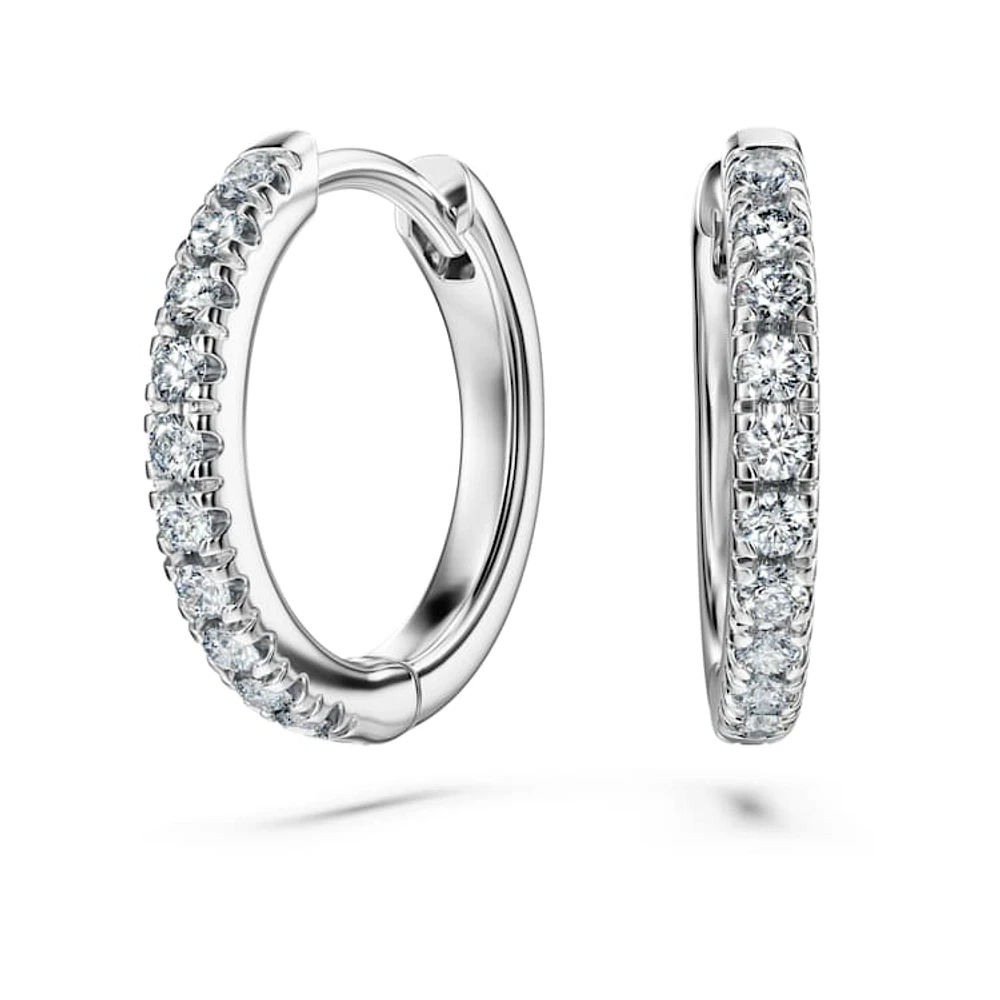 Eternity hoop earrings, Lab-grown diamonds 0.2 ct tw, Round cut, Medium, 14K white gold by SWAROVSKI