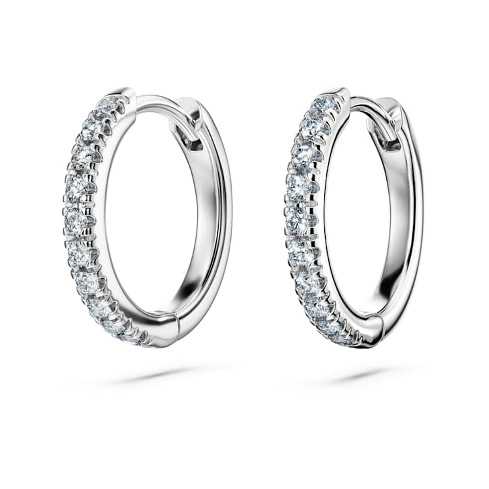 Eternity hoop earrings, Lab-grown diamonds 0.2 ct tw, Round cut, Medium, 14K white gold by SWAROVSKI