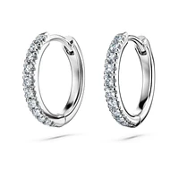 Eternity hoop earrings, Lab-grown diamonds 0.2 ct tw, Round cut, Medium, 14K white gold by SWAROVSKI