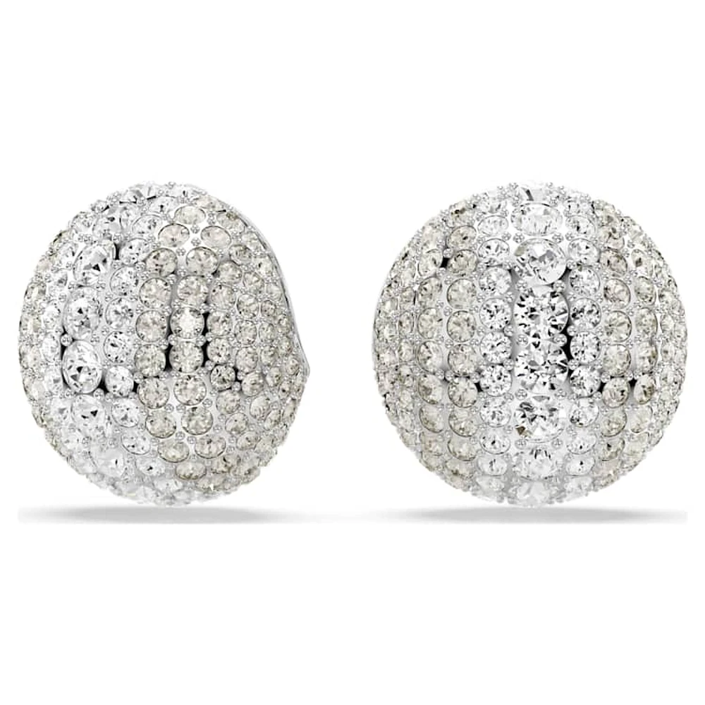 Sublima clip earrings, White, Rhodium plated by SWAROVSKI