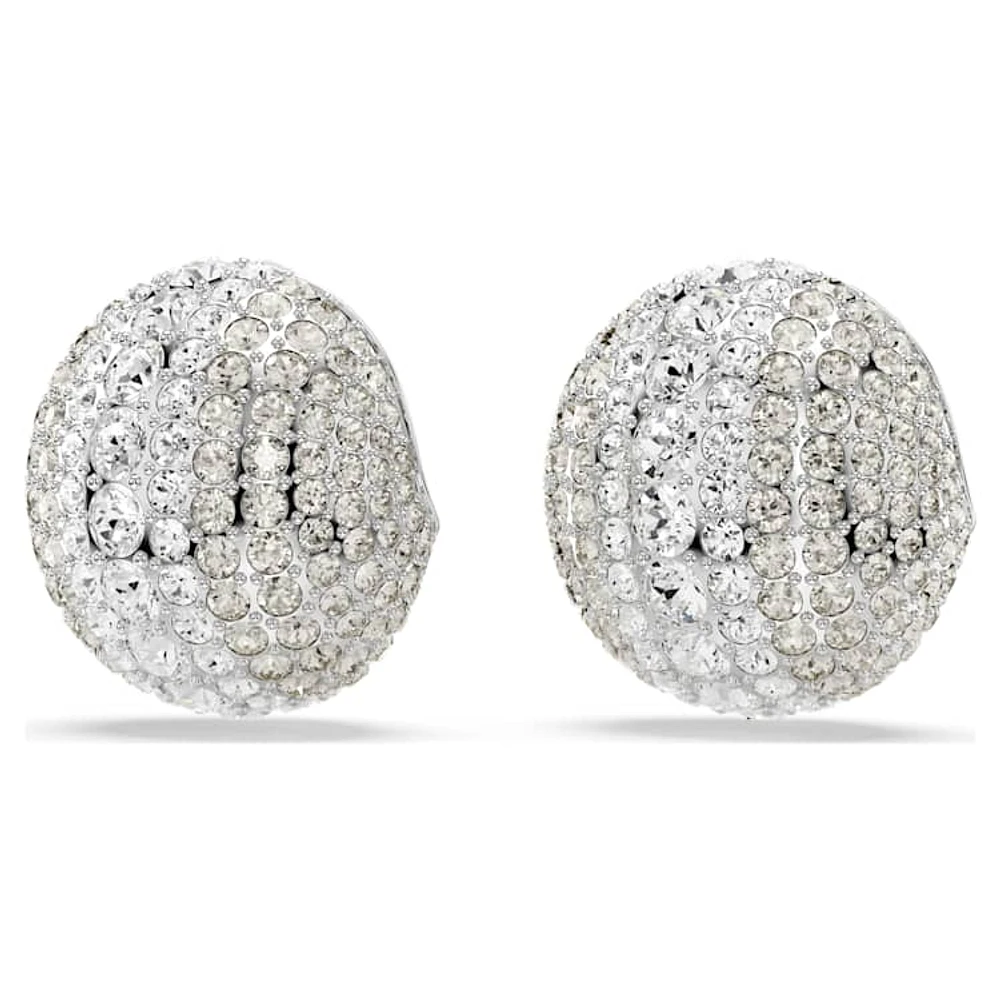 Sublima clip earrings, White, Rhodium plated by SWAROVSKI