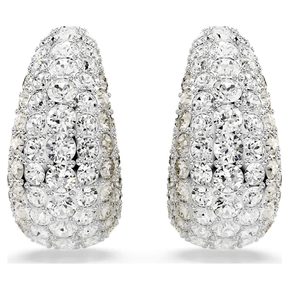 Sublima clip earrings, Round cut, White, Rhodium plated by SWAROVSKI