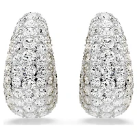 Sublima clip earrings, Round cut, White, Rhodium plated by SWAROVSKI