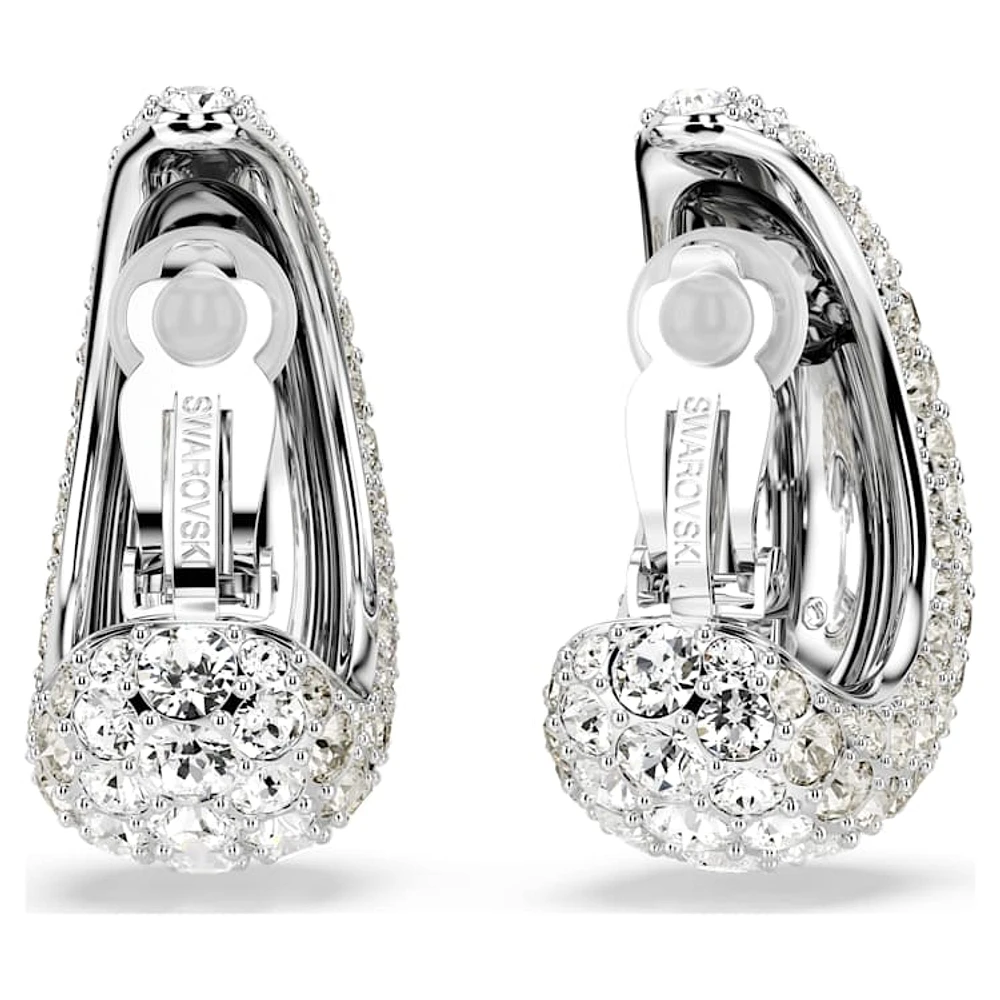 Sublima clip earrings, Round cut, White, Rhodium plated by SWAROVSKI