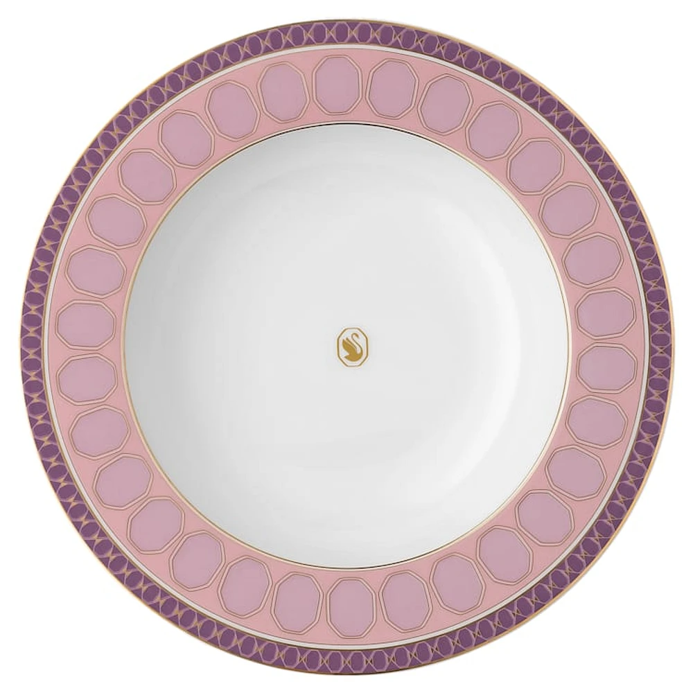 Signum soup plate, Porcelain, Pink by SWAROVSKI