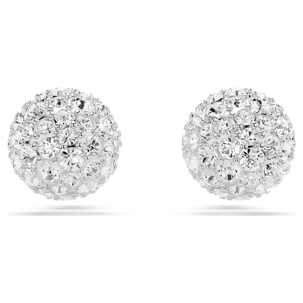 Dextera stud earrings, Round cut, White, Rhodium plated by SWAROVSKI