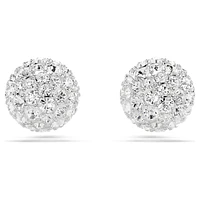 Dextera stud earrings, Round cut, White, Rhodium plated by SWAROVSKI