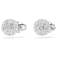 Dextera stud earrings, Round cut, White, Rhodium plated by SWAROVSKI