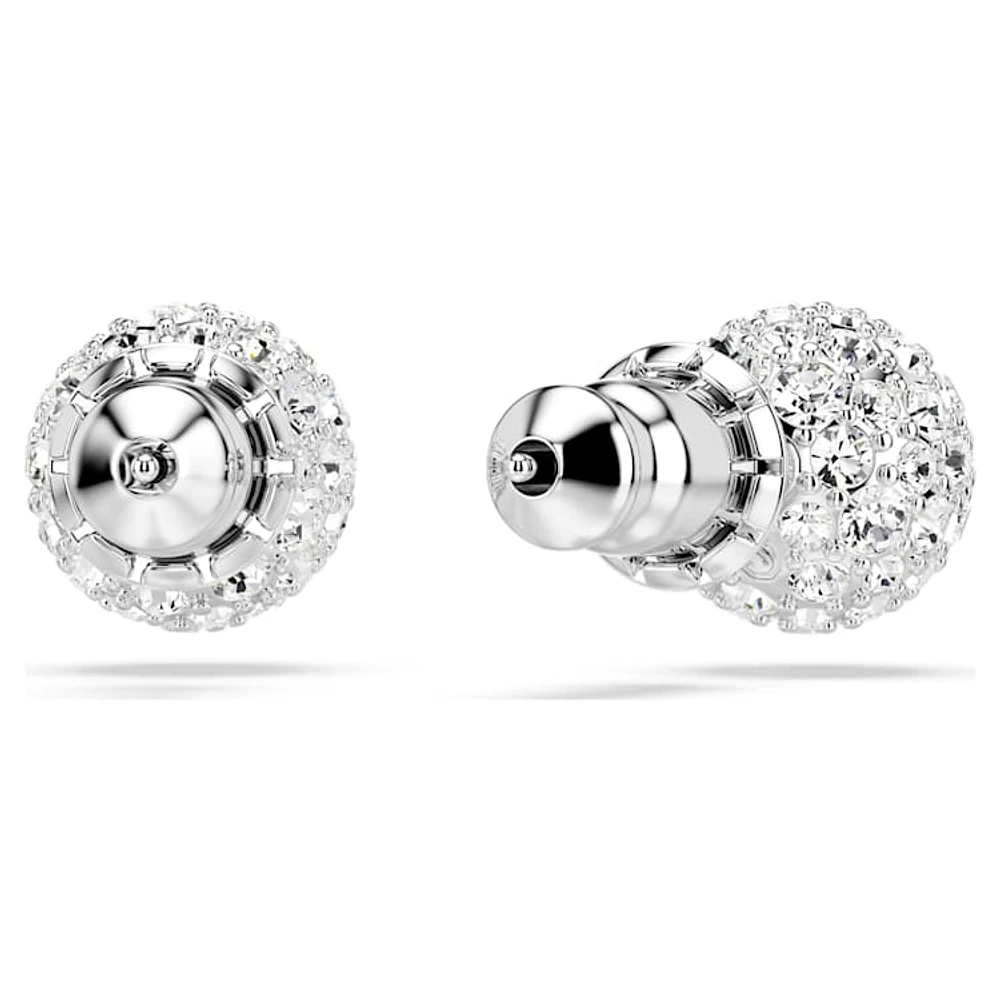 Dextera stud earrings, Round cut, White, Rhodium plated by SWAROVSKI