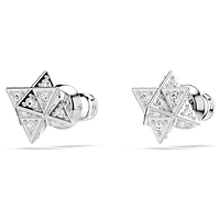 Dextera stud earrings, Round cut, Star, White, Rhodium plated by SWAROVSKI