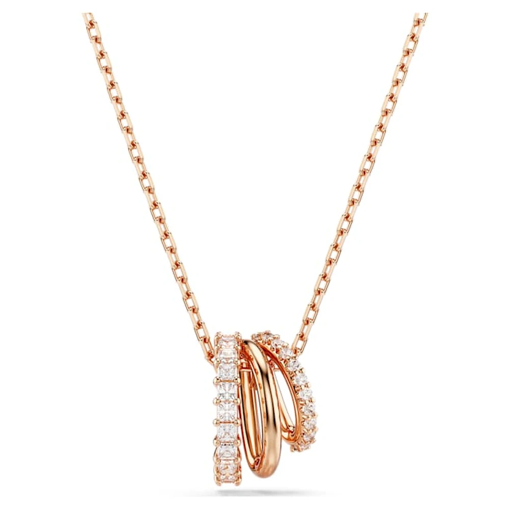 Hyperbola pendant, Mixed cuts, White, Rose gold-tone plated by SWAROVSKI