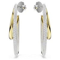 Hyperbola hoop earrings, Round cut, Medium, White, Mixed metal finish by SWAROVSKI