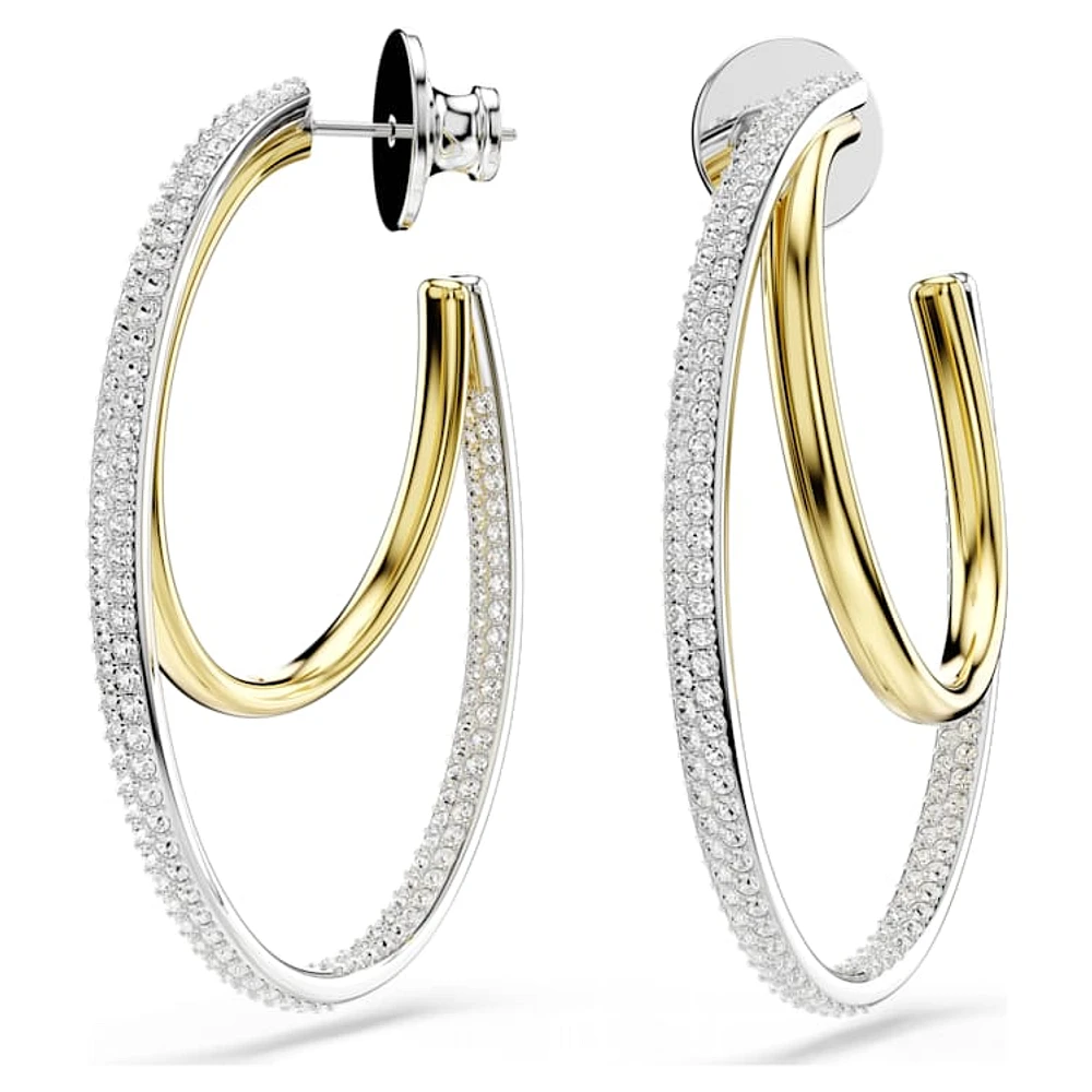 Hyperbola hoop earrings, Round cut, Medium, White, Mixed metal finish by SWAROVSKI