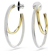 Hyperbola hoop earrings, Round cut, Medium, White, Mixed metal finish by SWAROVSKI