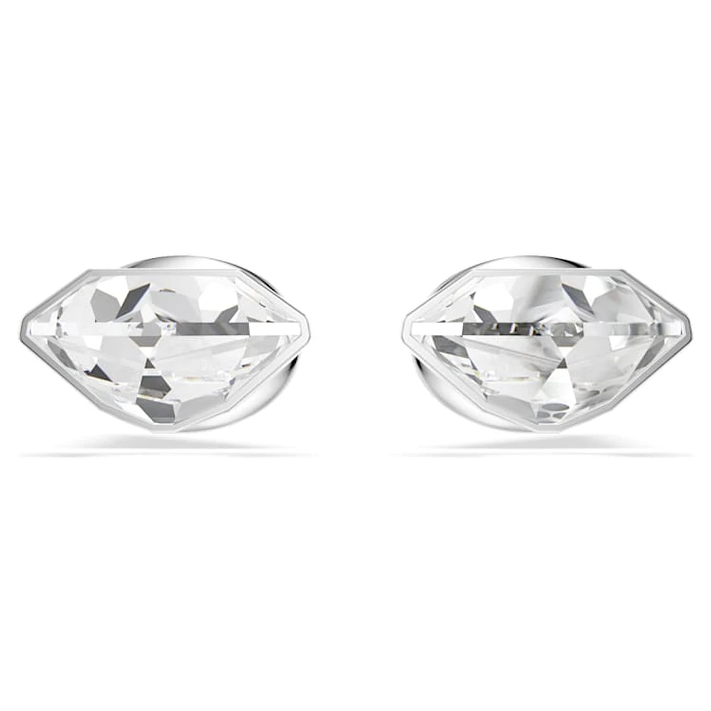 Lucent stud earrings, Pavé, Spike, White, Rhodium plated by SWAROVSKI