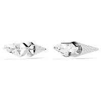 Lucent stud earrings, Pavé, Spike, White, Rhodium plated by SWAROVSKI