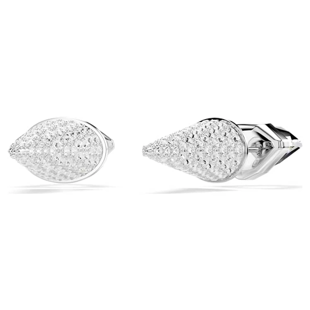 Lucent stud earrings, Pavé, Spike, White, Rhodium plated by SWAROVSKI