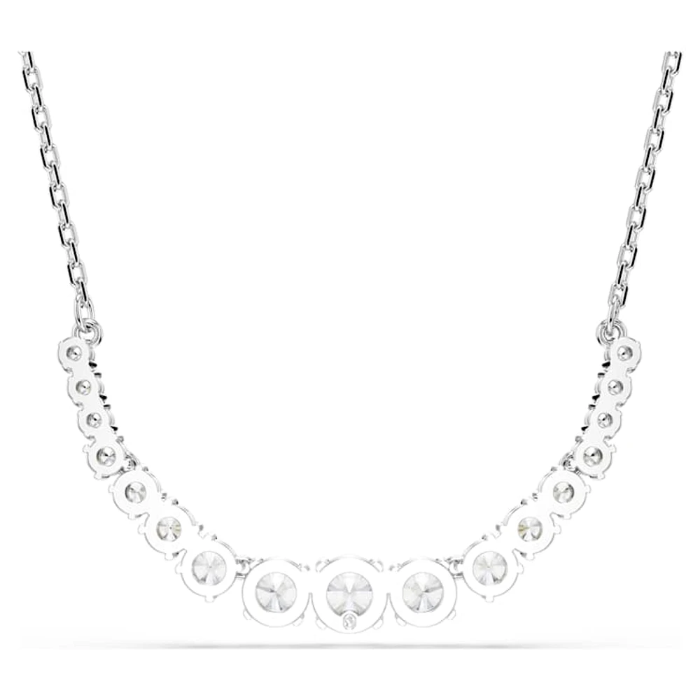 Matrix necklace, Gradient of round cuts, White, Rhodium plated by SWAROVSKI