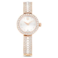 Matrix Pearl Bangle watch, Swiss Made, Crystal bracelet, White, Rose gold-tone finish by SWAROVSKI