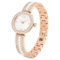 Matrix Pearl Bangle watch, Swiss Made, Crystal bracelet, White, Rose gold-tone finish by SWAROVSKI