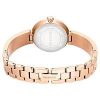 Matrix Pearl Bangle watch, Swiss Made, Crystal bracelet, White, Rose gold-tone finish by SWAROVSKI