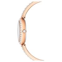 Matrix Pearl Bangle watch, Swiss Made, Crystal bracelet, White, Rose gold-tone finish by SWAROVSKI