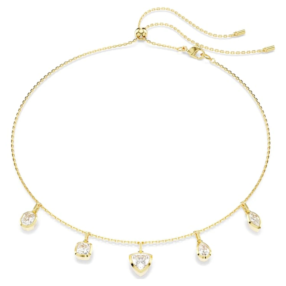 Imber necklace, Mixed cuts, White, Gold-tone plated by SWAROVSKI