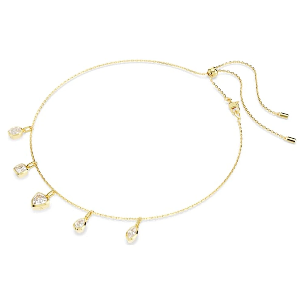 Imber necklace, Mixed cuts, White, Gold-tone plated by SWAROVSKI