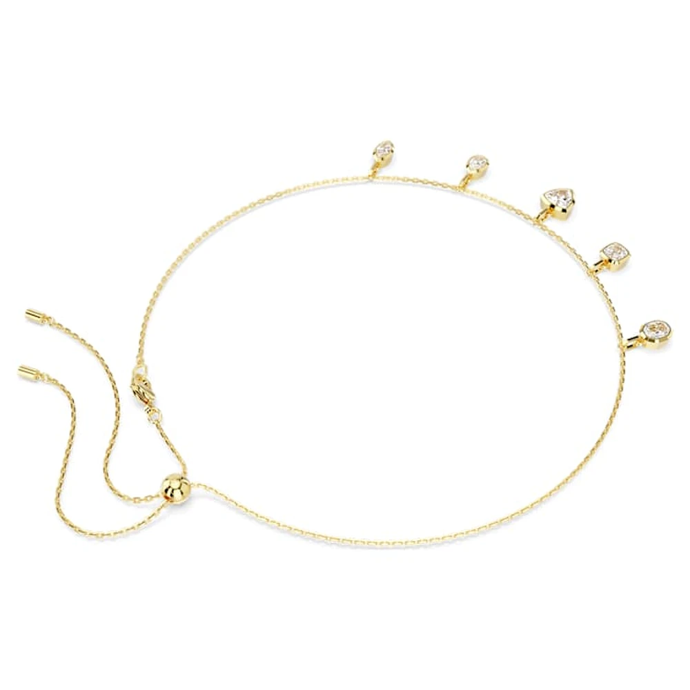 Imber necklace, Mixed cuts, White, Gold-tone plated by SWAROVSKI