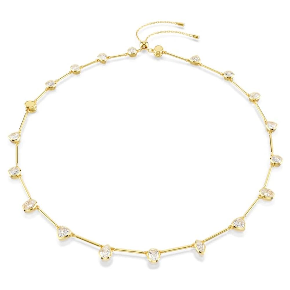 Imber Tennis necklace, Mixed cuts, White, Gold-tone plated by SWAROVSKI