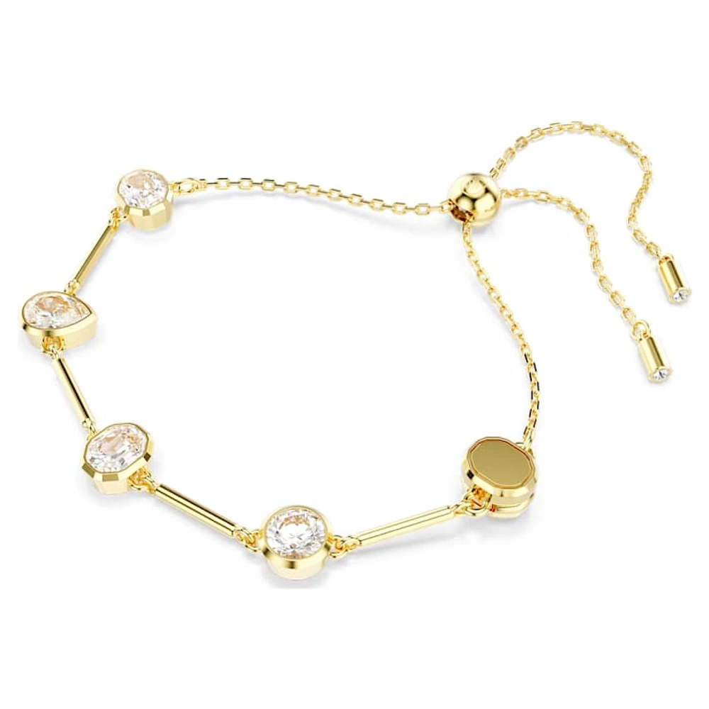 Imber Tennis necklace, Mixed cuts, White, Gold-tone plated by SWAROVSKI