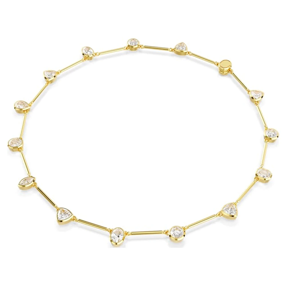 Imber Tennis necklace, Mixed cuts, White, Gold-tone plated by SWAROVSKI