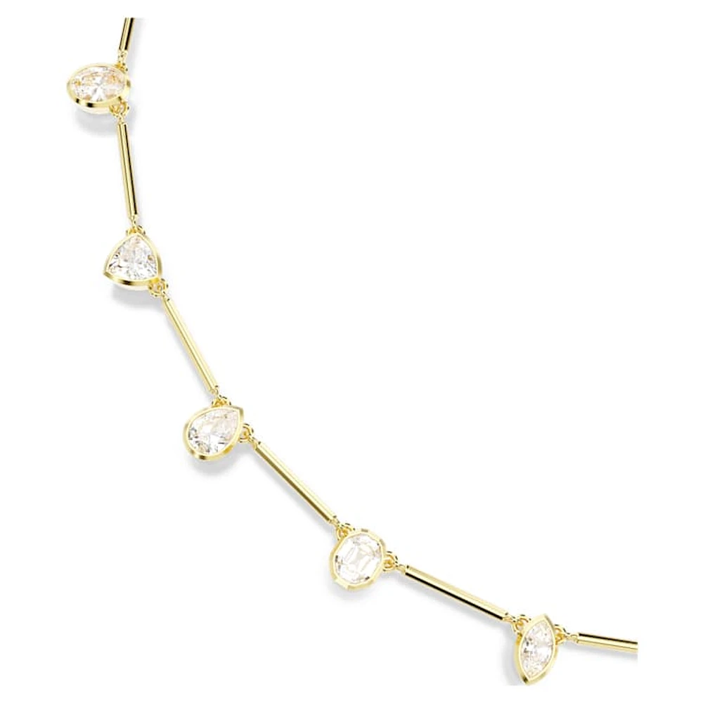 Imber Tennis necklace, Mixed cuts, White, Gold-tone plated by SWAROVSKI