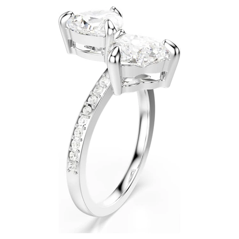 Mesmera Attract open ring, Heart cut, Pavé, Heart, White, Silver-tone finish by SWAROVSKI