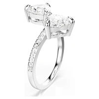 Mesmera Attract open ring, Heart cut, Pavé, Heart, White, Silver-tone finish by SWAROVSKI