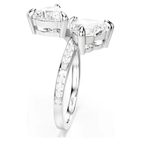 Mesmera Attract open ring, Heart cut, Pavé, Heart, White, Silver-tone finish by SWAROVSKI