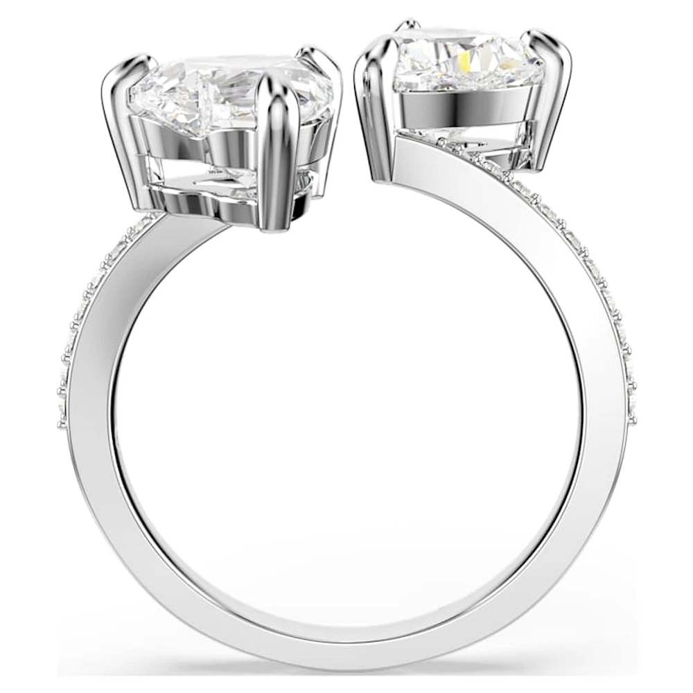 Mesmera Attract open ring, Heart cut, Pavé, Heart, White, Silver-tone finish by SWAROVSKI