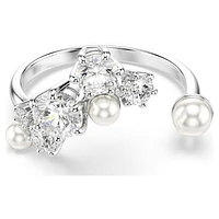 Constella open ring, Crystal pearl, Round cuts, White, Rhodium plated by SWAROVSKI