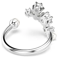 Constella open ring, Crystal pearl, Round cuts, White, Rhodium plated by SWAROVSKI