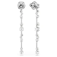 Constella drop earrings, Crystal pearl, Round cuts, White, Rhodium plated by SWAROVSKI